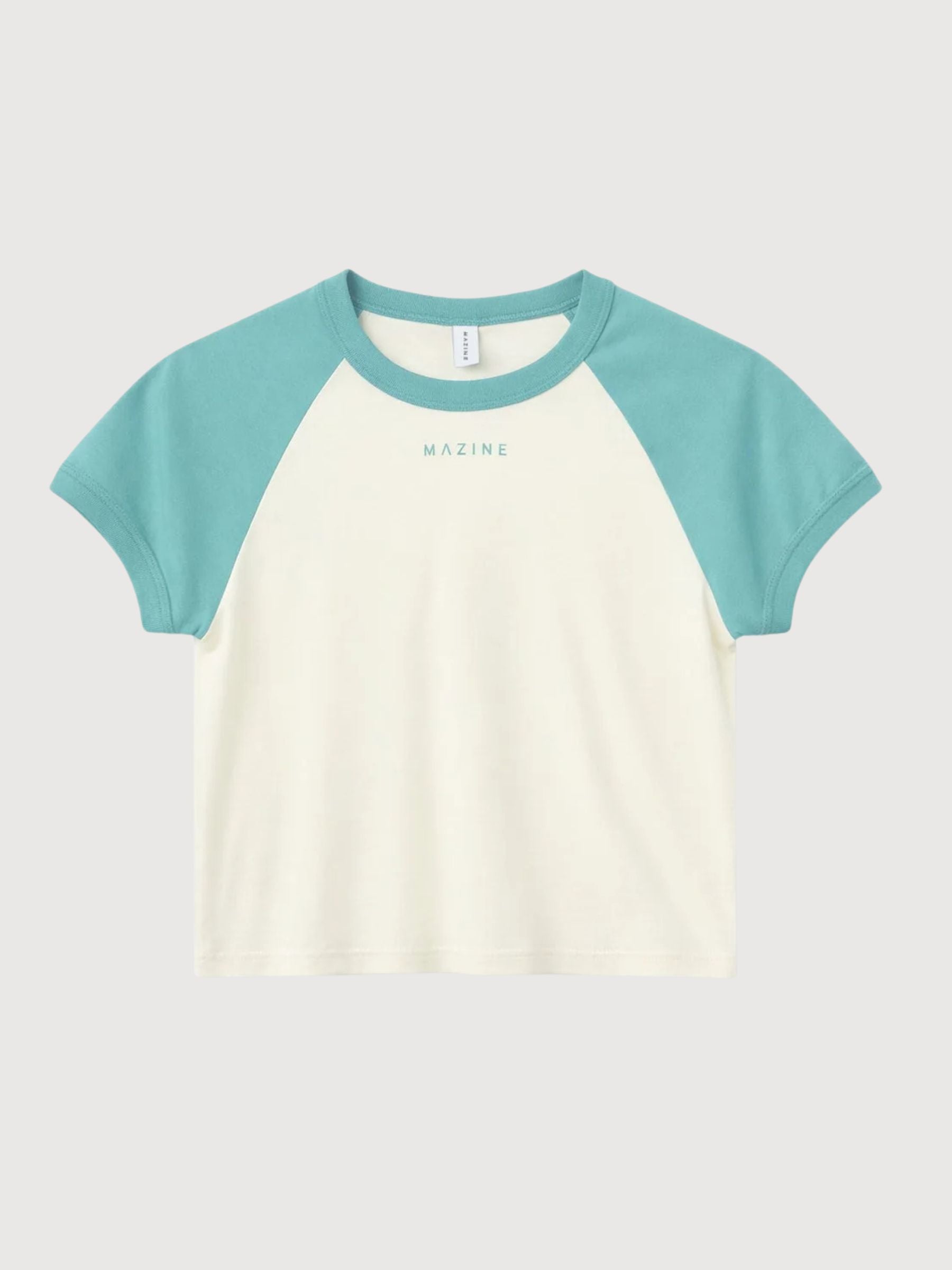 T-shirt con maniche a contrasto turchese/bianco | Rivista