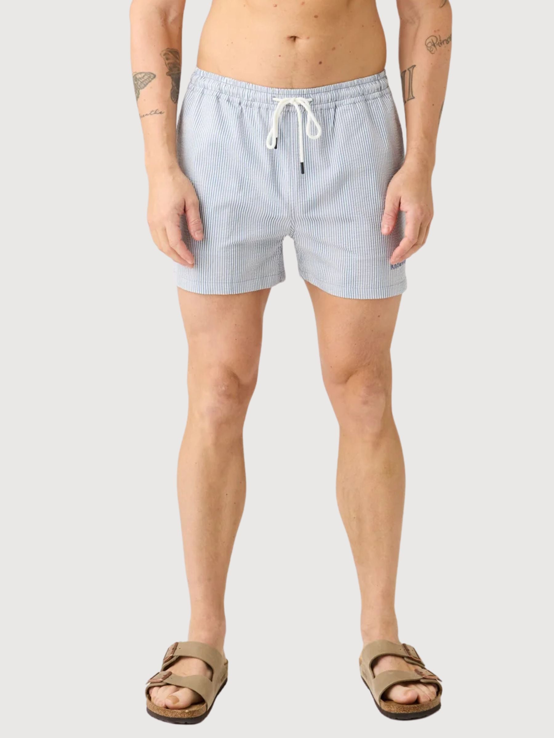 Bermudashorts aus Seersucker mit Streifen | Knowledge Cotton Apparel