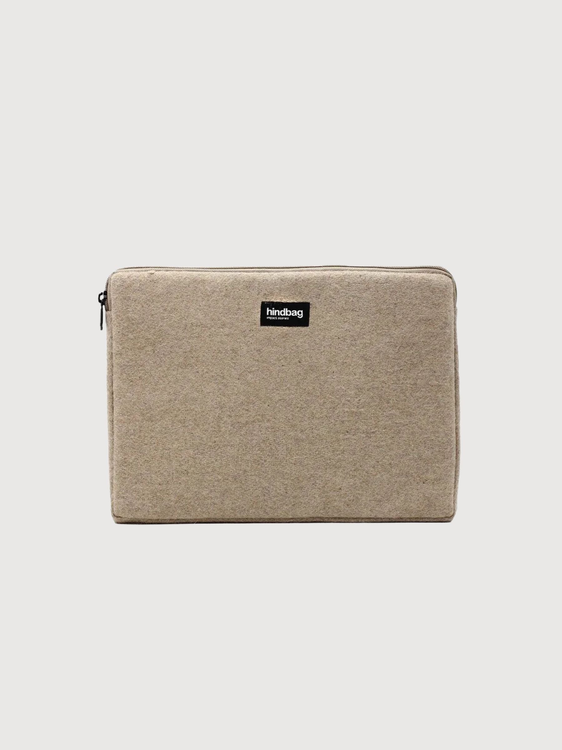 Recycled wool computer bag Ava S 15" Beige | Hindbag