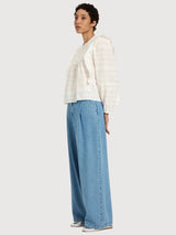 Blouse With Embroidery White Gots Cotton | Lanius