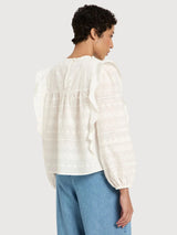 Blouse With Embroidery White Gots Cotton | Lanius