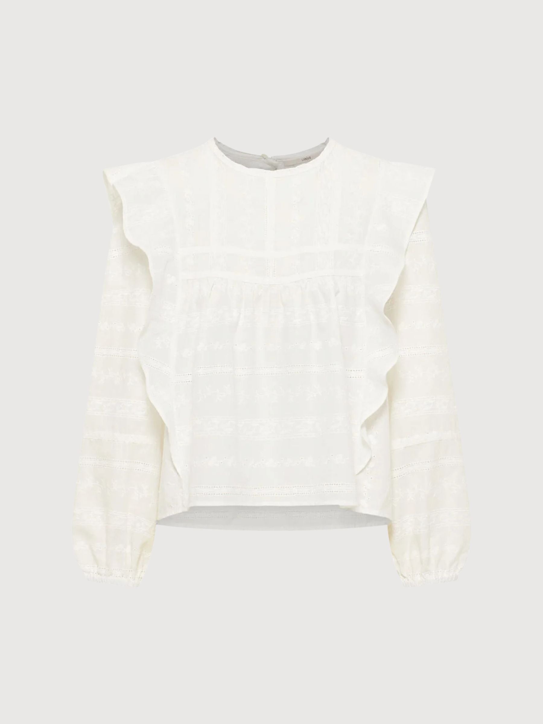 Blouse With Embroidery White Gots Cotton | Lanius