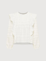 Blouse With Embroidery White Gots Cotton | Lanius