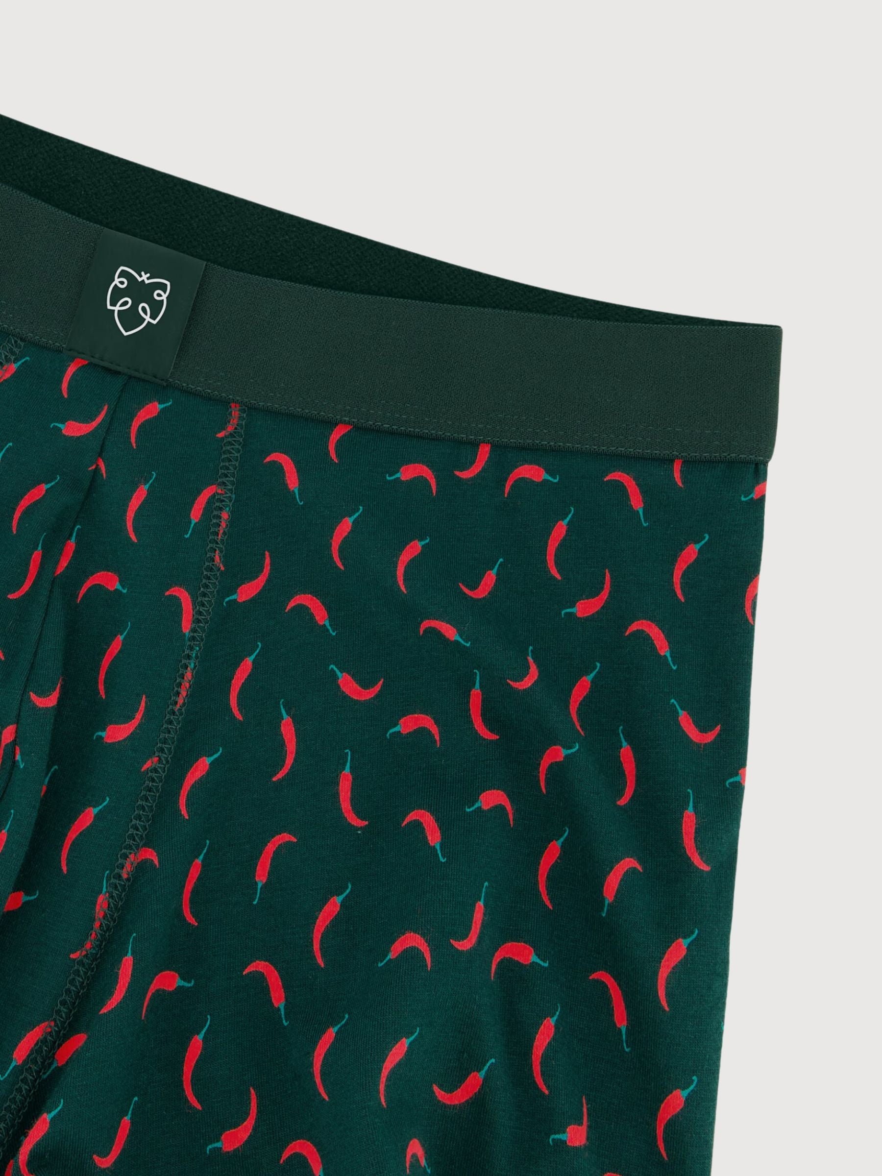 Boxer Brief Green with Red Pepper | A-dam