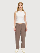 Pantaloni da donna a gamba dritta in lino, grigio-marrone | Mazine