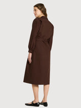 Dress With Ruffles Chocolate Cotton | Lanius