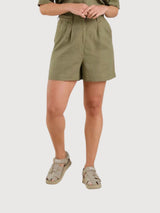 Shorts Djupvik Leinen Grün Damen | Dedicated