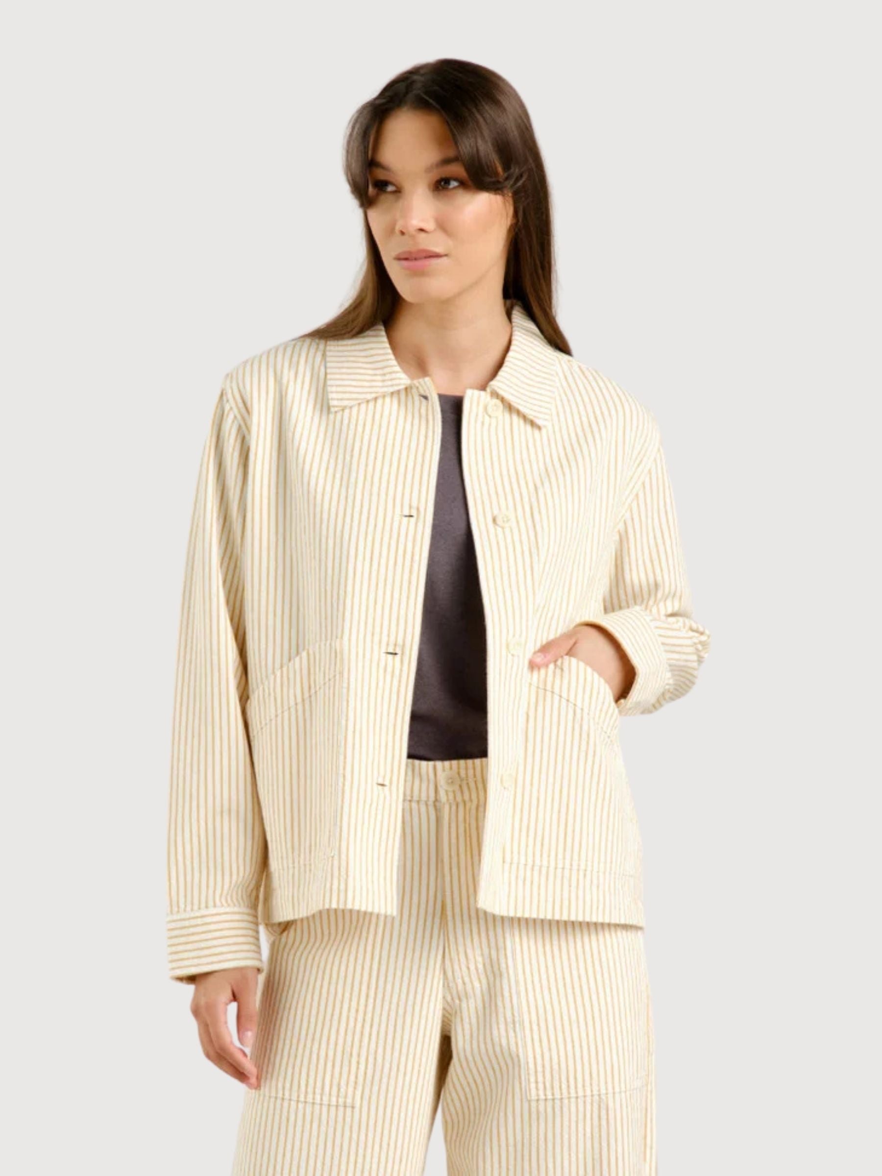 Jacket Stiby Work Stripe Weiss | Dedicated