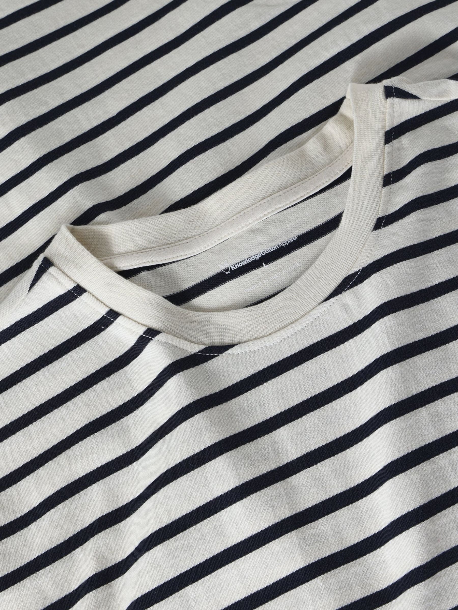 Organic Cotton Striped T-Shirt GOTS/Vegan Navy | KNOWLEDGE COTTON APPAREL
