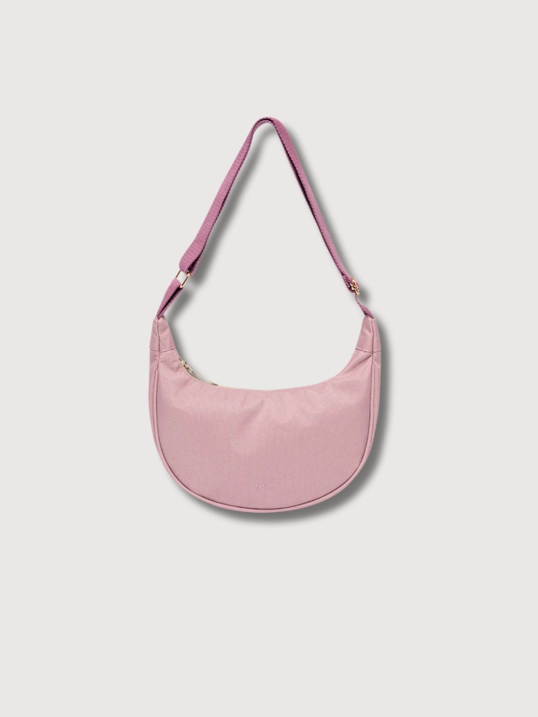 Lua Stripes Mauve Half Moon Bag | Lefrik