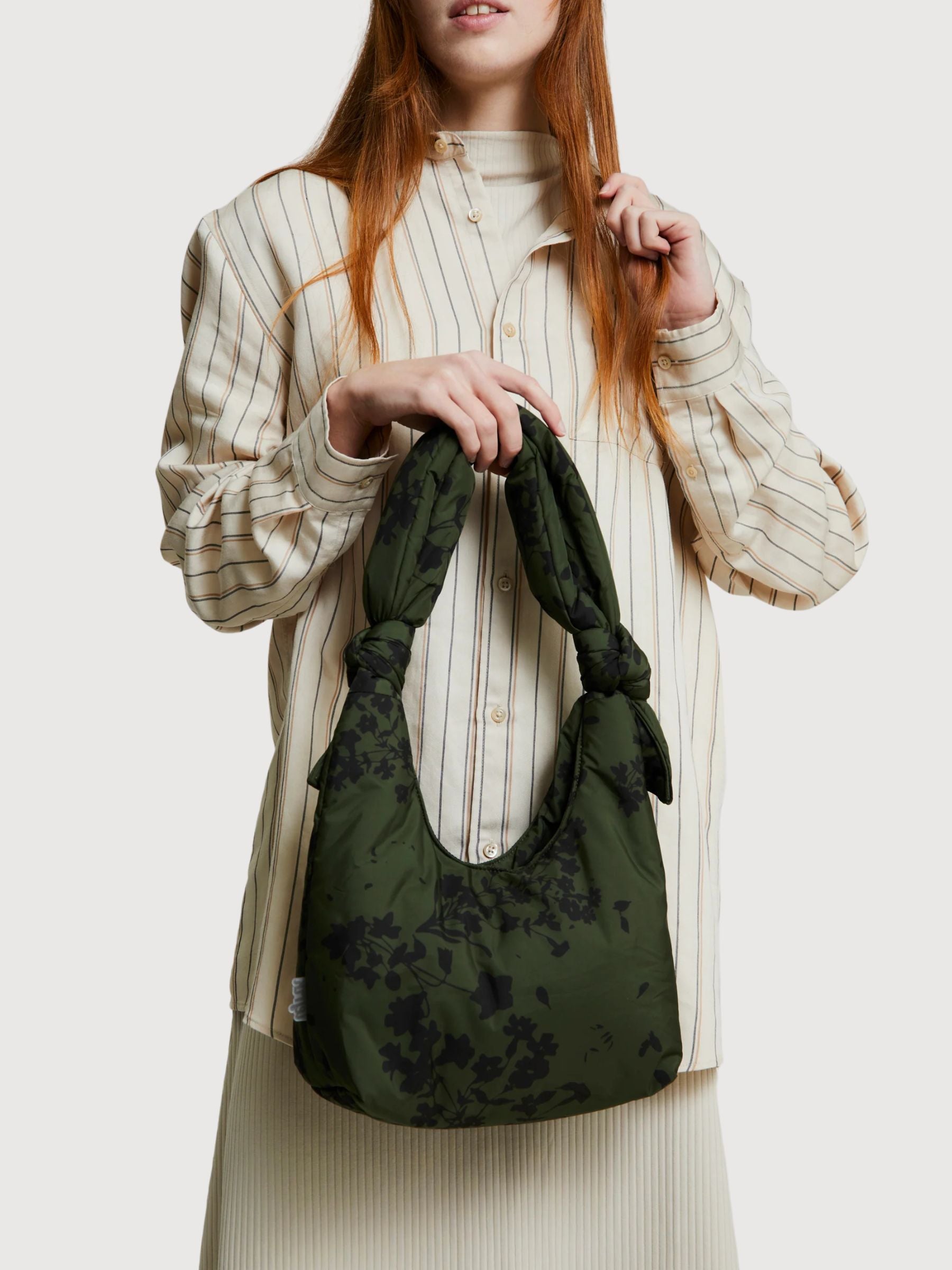 Biwa Puffy Mini Floral Green Tech Bag | Lefrik