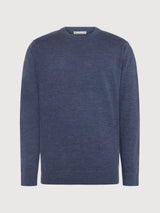 Regular merino knit crew neck sweater Vintage Indigo