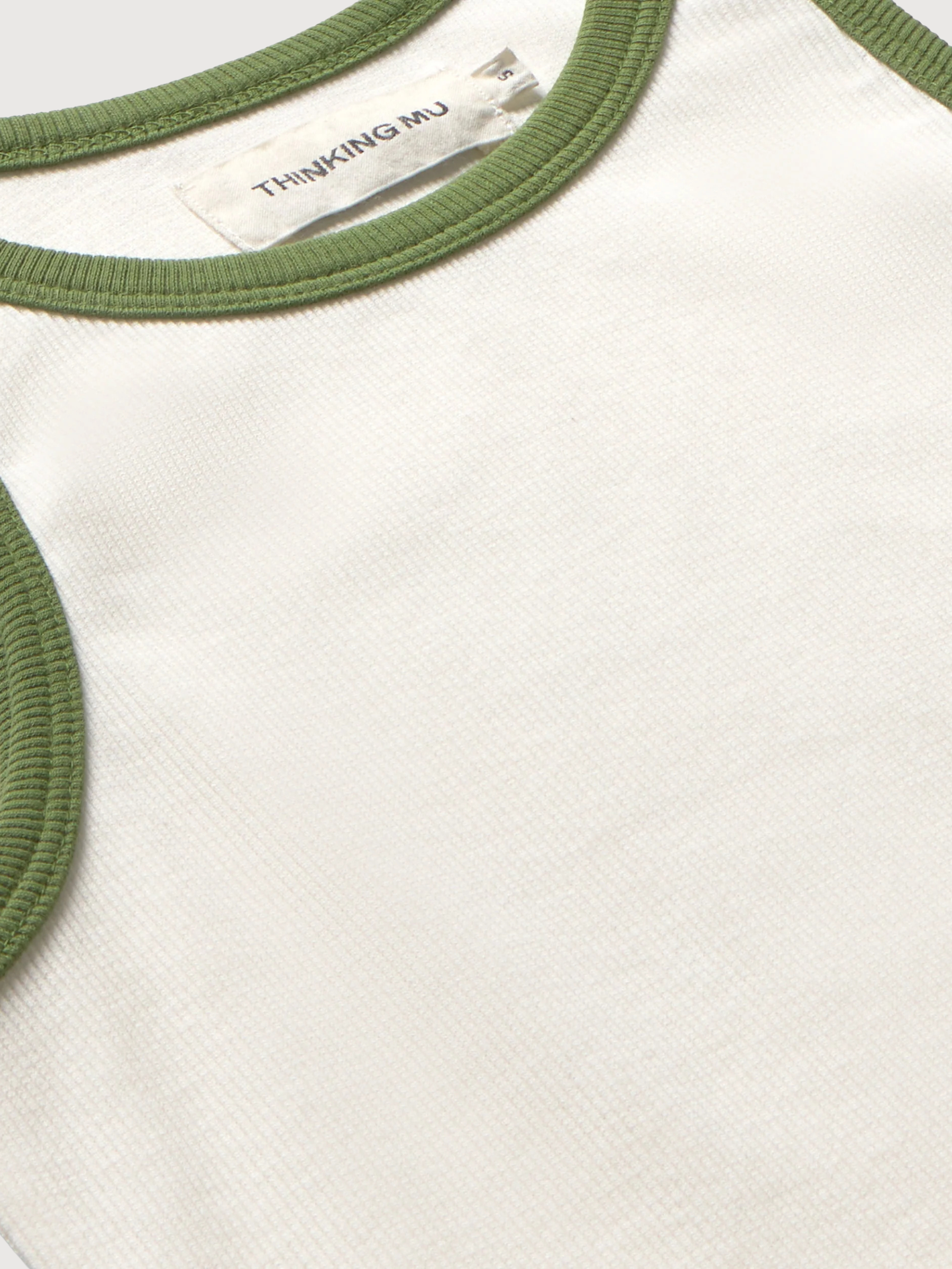 Top Harriet White Green Contrast Ecru | Thinking Mu