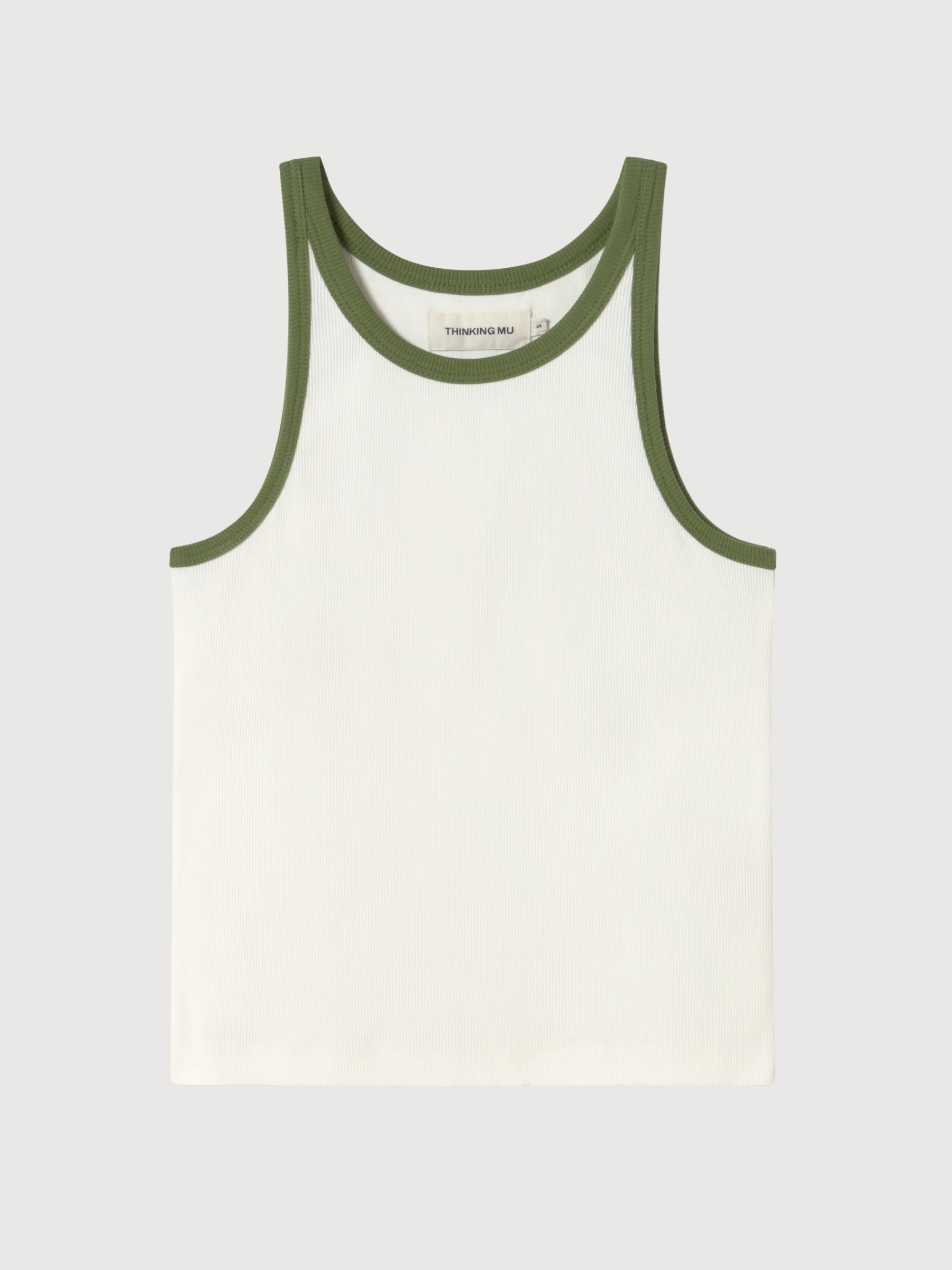 Top Harriet White Green Contrast Ecru | Thinking Mu