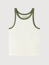 Top Harriet White Green Contrast Ecru | Thinking Mu