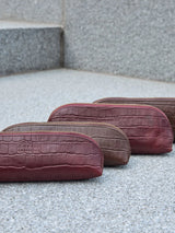 Pencil Case Large - Dark Cherry Croco Print Leather | O my Bag