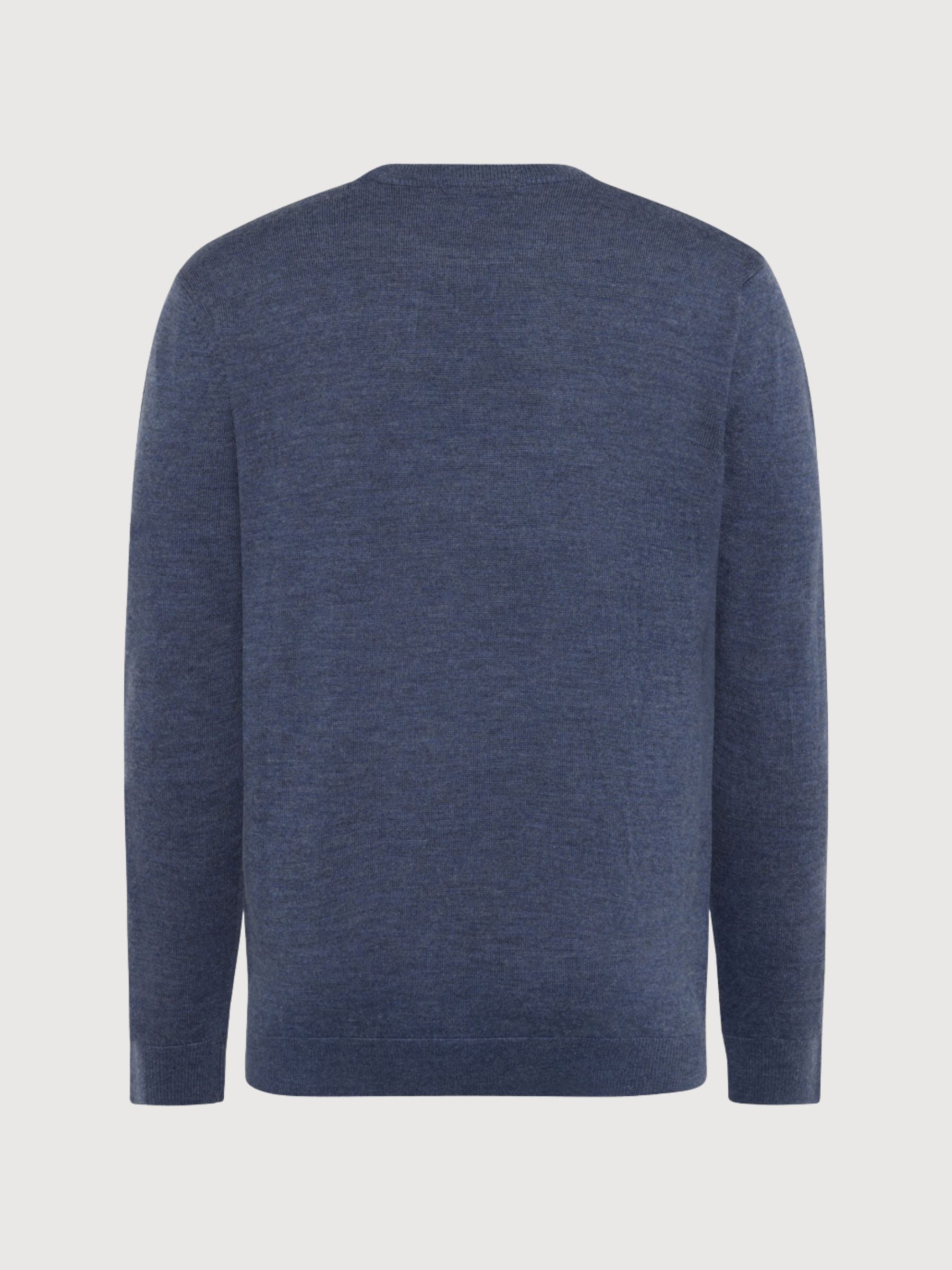 Regular merino knit crew neck sweater Vintage Indigo