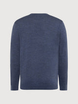 Regular merino knit crew neck sweater Vintage Indigo
