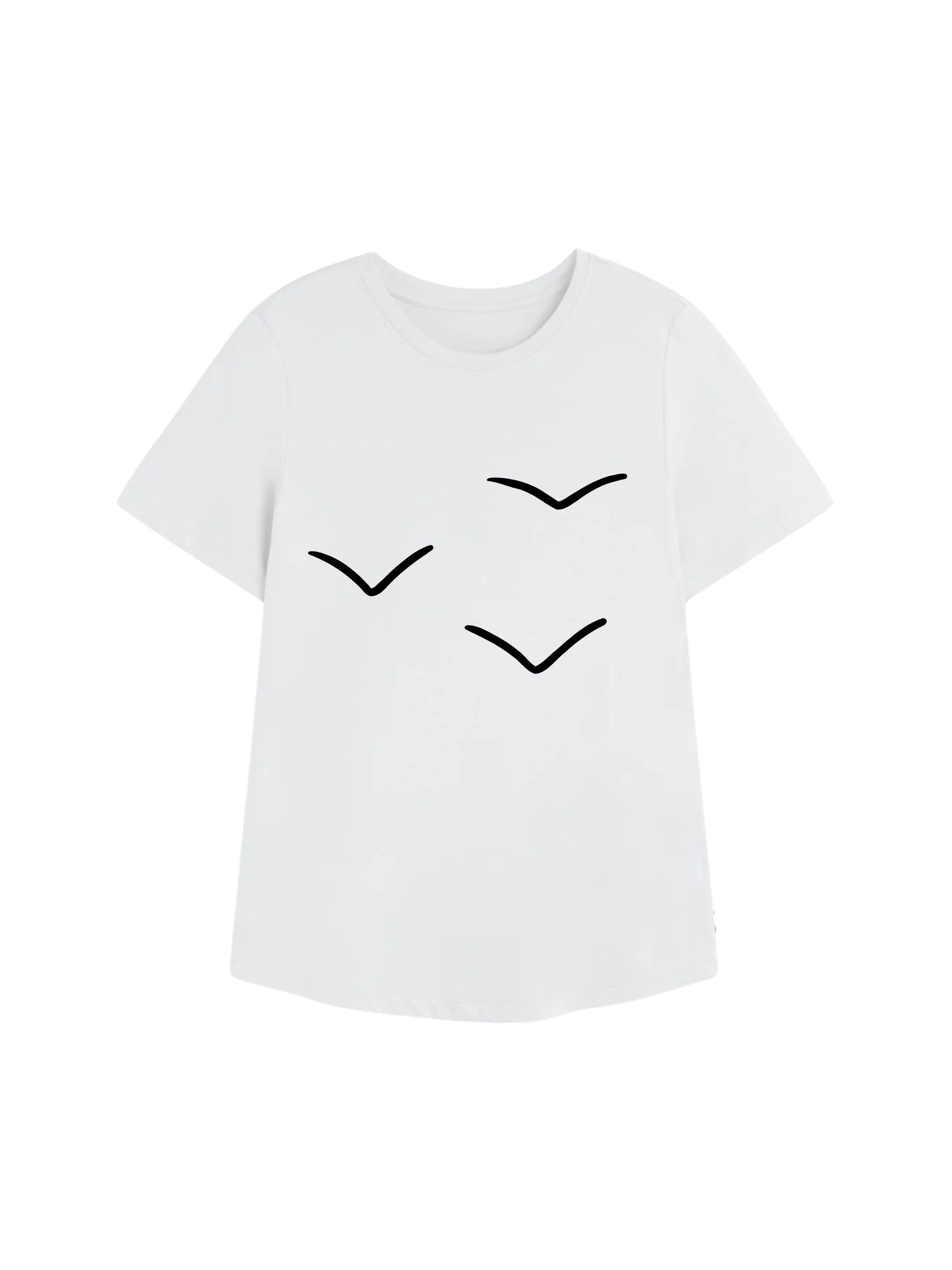 Sara T-shirt Vögel Weiß | Re-bello