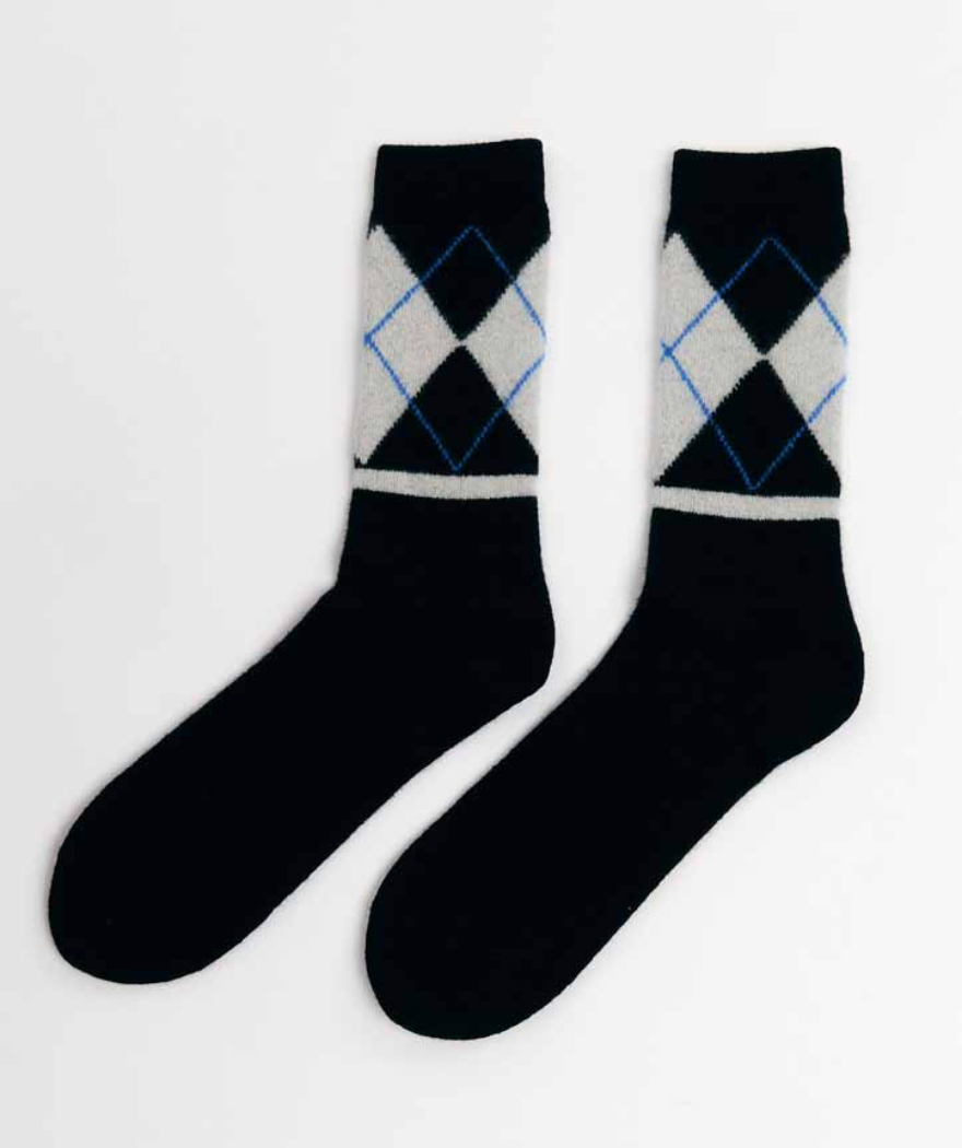 Argyle Socks Wool Black | SUITE13LAB