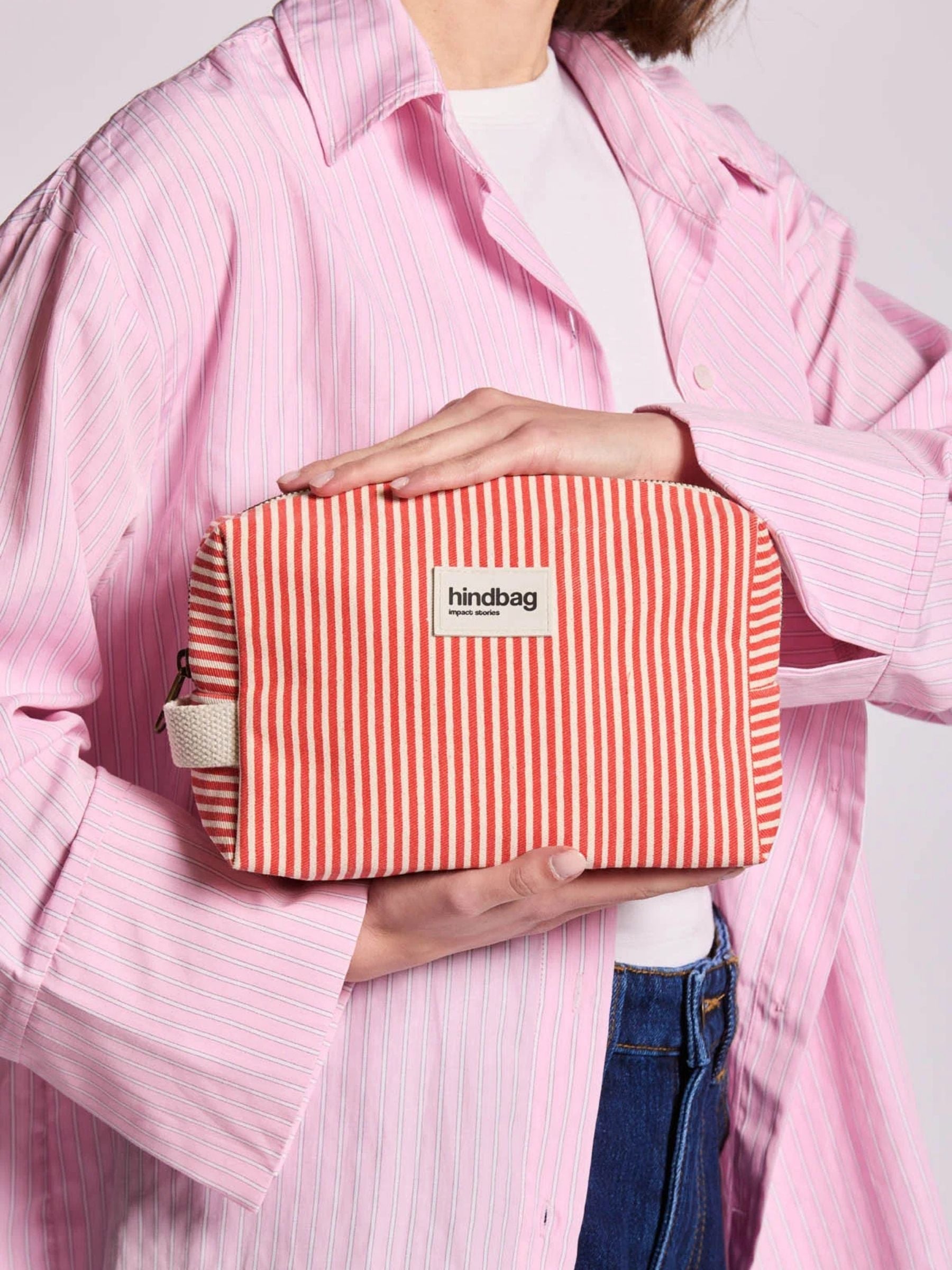 Beauty Case Leon Rayures Rouge | Hindbag