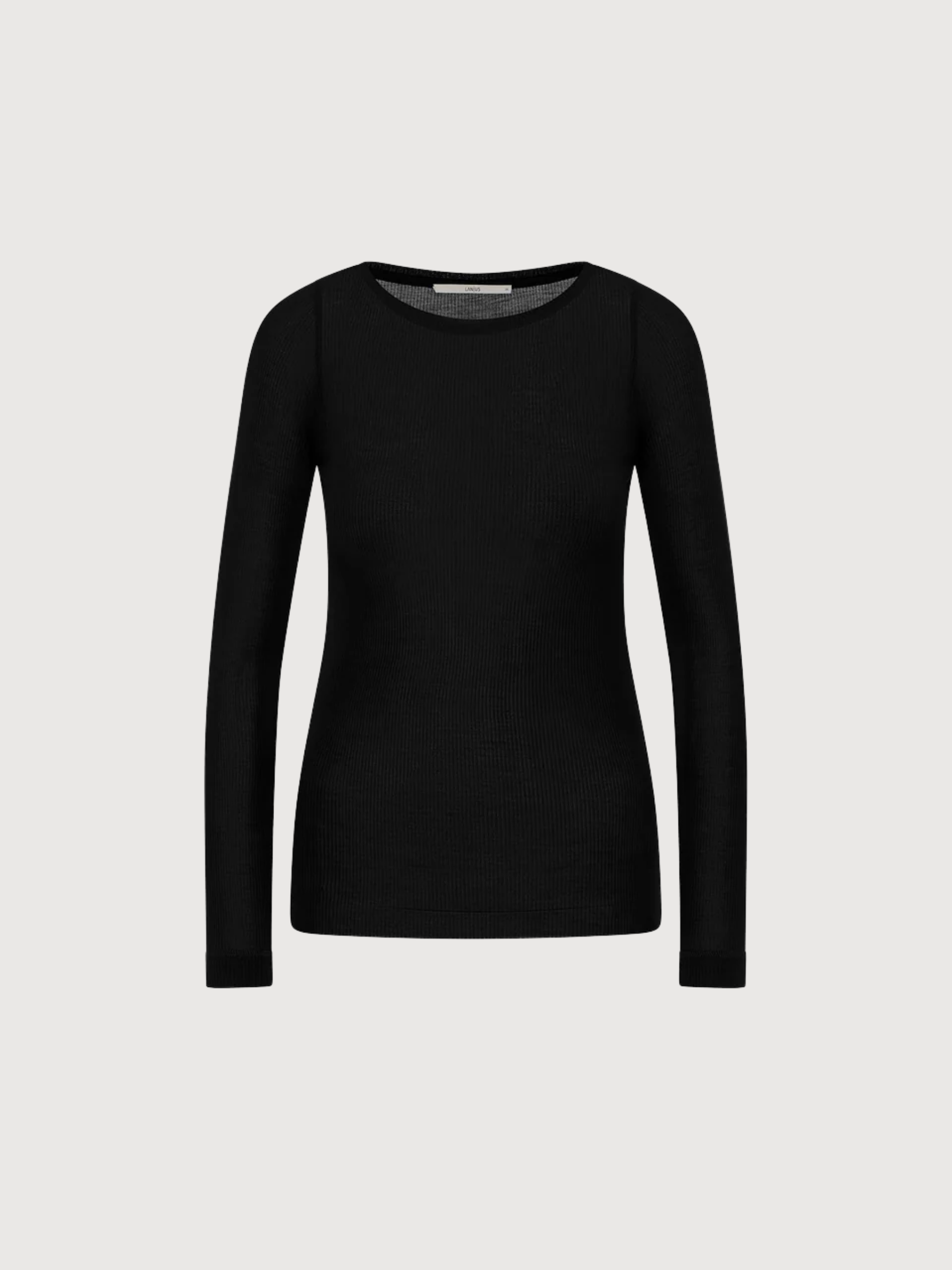 Schwarzes Langarmshirt mit Stehkragen für Damen | Lanius