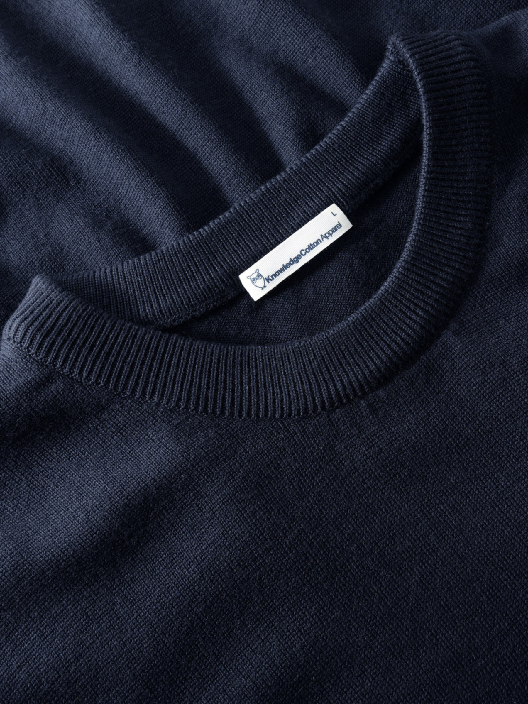 Regular merino knit crew neck Total Eclipse | KNOWLEDGE COTTON APPAREL