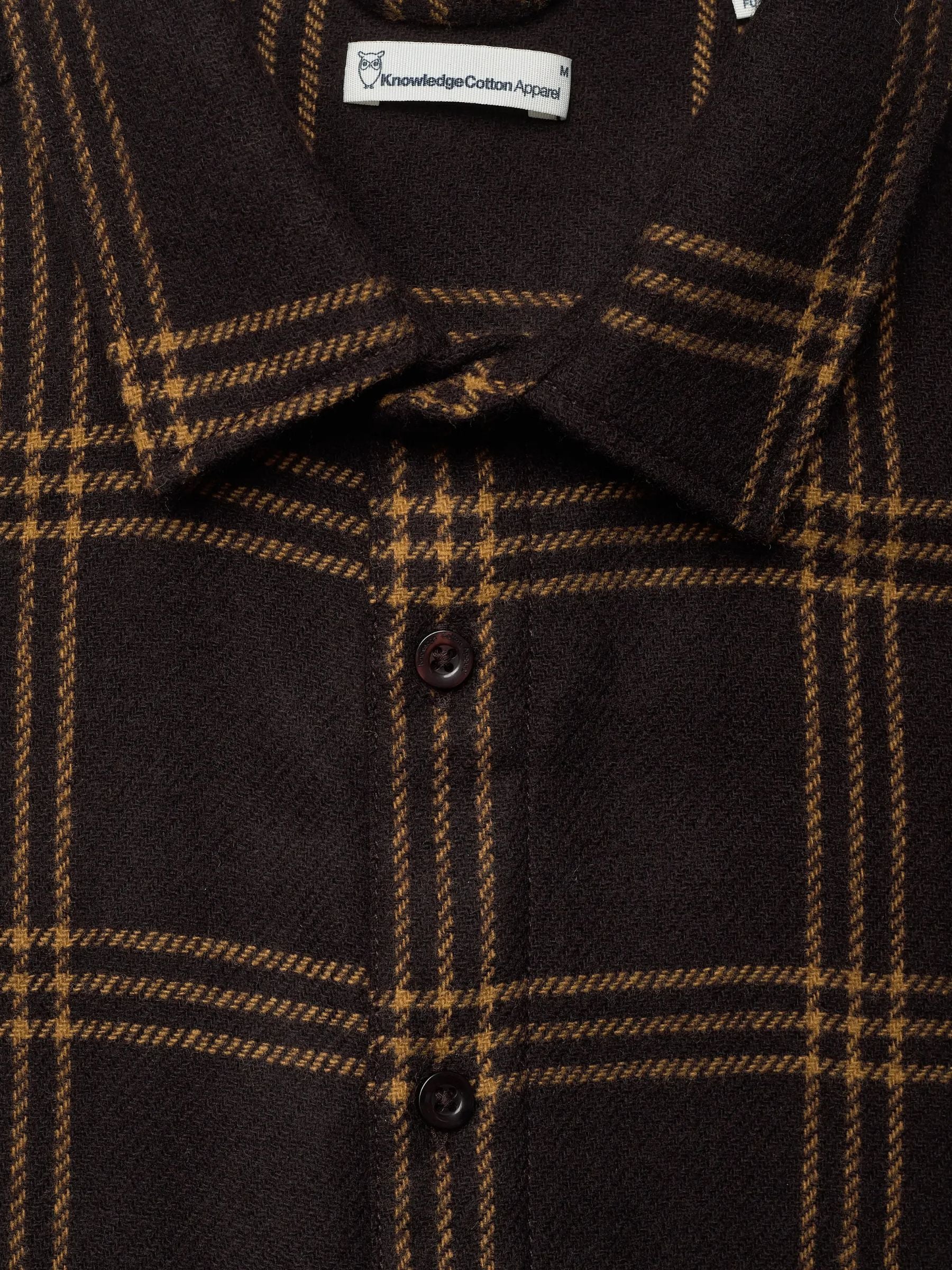 Merino Wool Checked Shirt Brown | KNOWLEDGE COTTON APPAREL