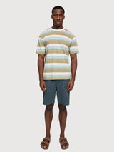 T-shirt da uomo a righe audaci, verde oliva/multicolore | Mazine