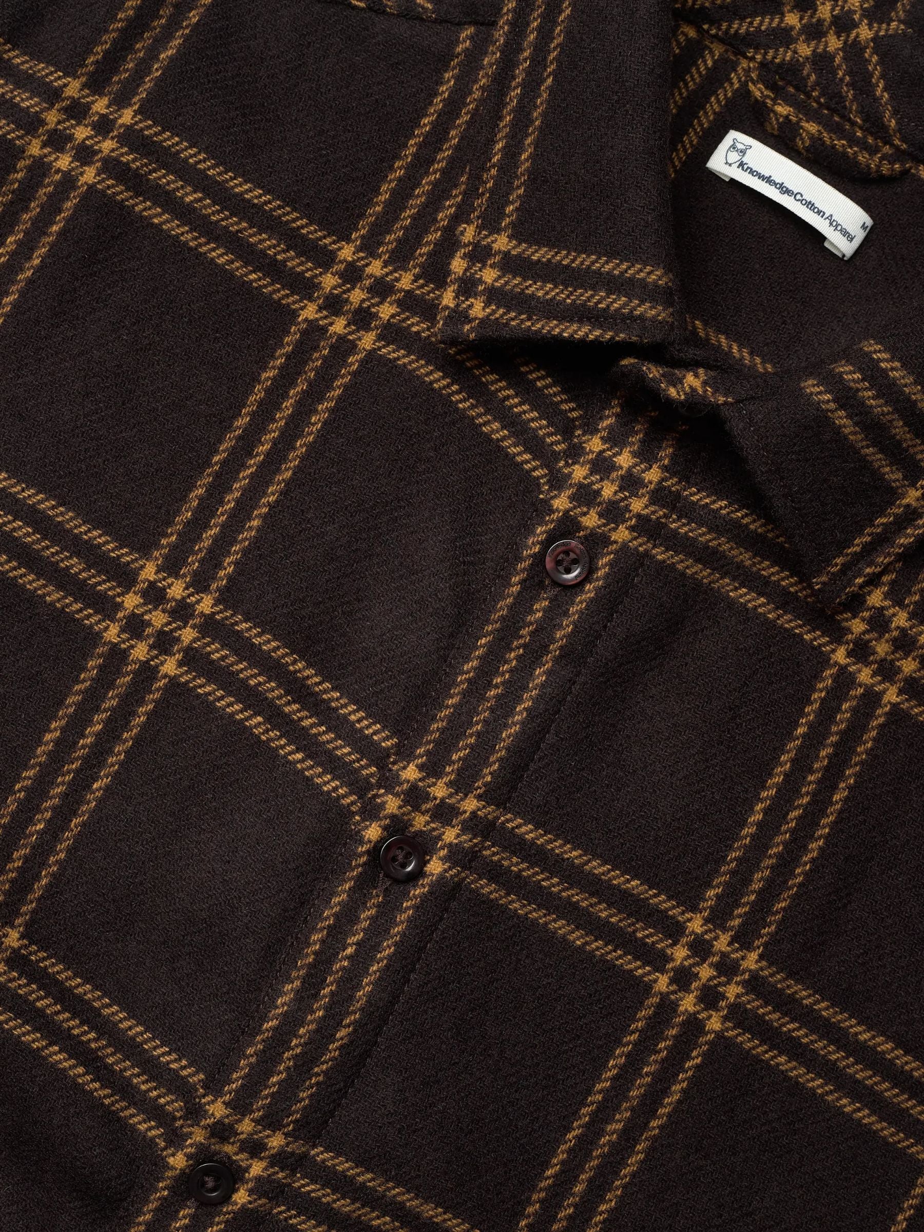 Merino Wool Checked Shirt Brown | KNOWLEDGE COTTON APPAREL