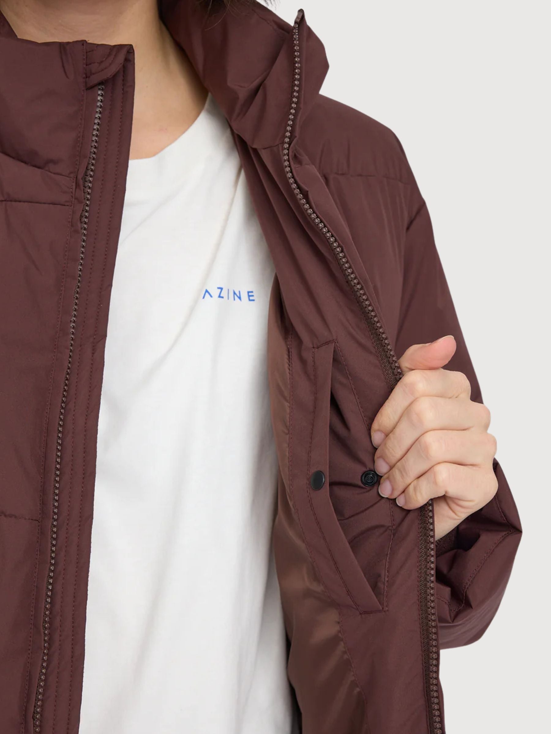 Giacca imbottita vestibilità ampia marrone donna | Mazine