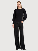 Ruched-Sleeve Long-Sleeve Top Black | Lanius