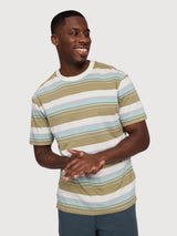 T-shirt da uomo a righe audaci, verde oliva/multicolore | Mazine