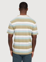 T-shirt da uomo a righe audaci, verde oliva/multicolore | Mazine