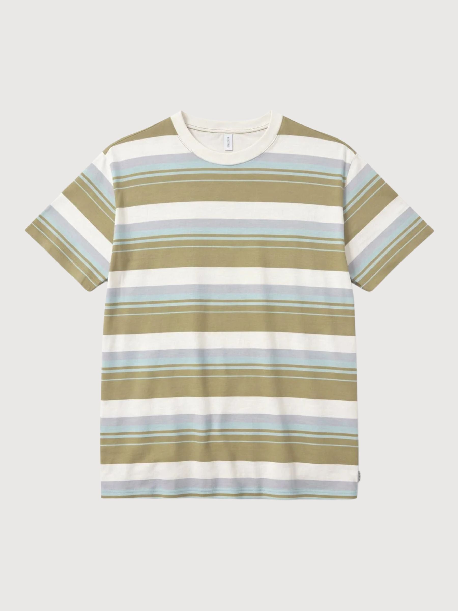 T-shirt da uomo a righe audaci, verde oliva/multicolore | Mazine
