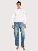 Ruched-Sleeve Long-Sleeve Top White | Lanius