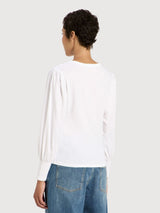 Ruched-Sleeve Long-Sleeve Top White | Lanius