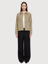 Giacca in velluto a coste da donna, color kaki chiaro, cotone | Mazine