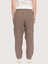Pantaloni da donna a gamba dritta in lino, grigio-marrone | Mazine