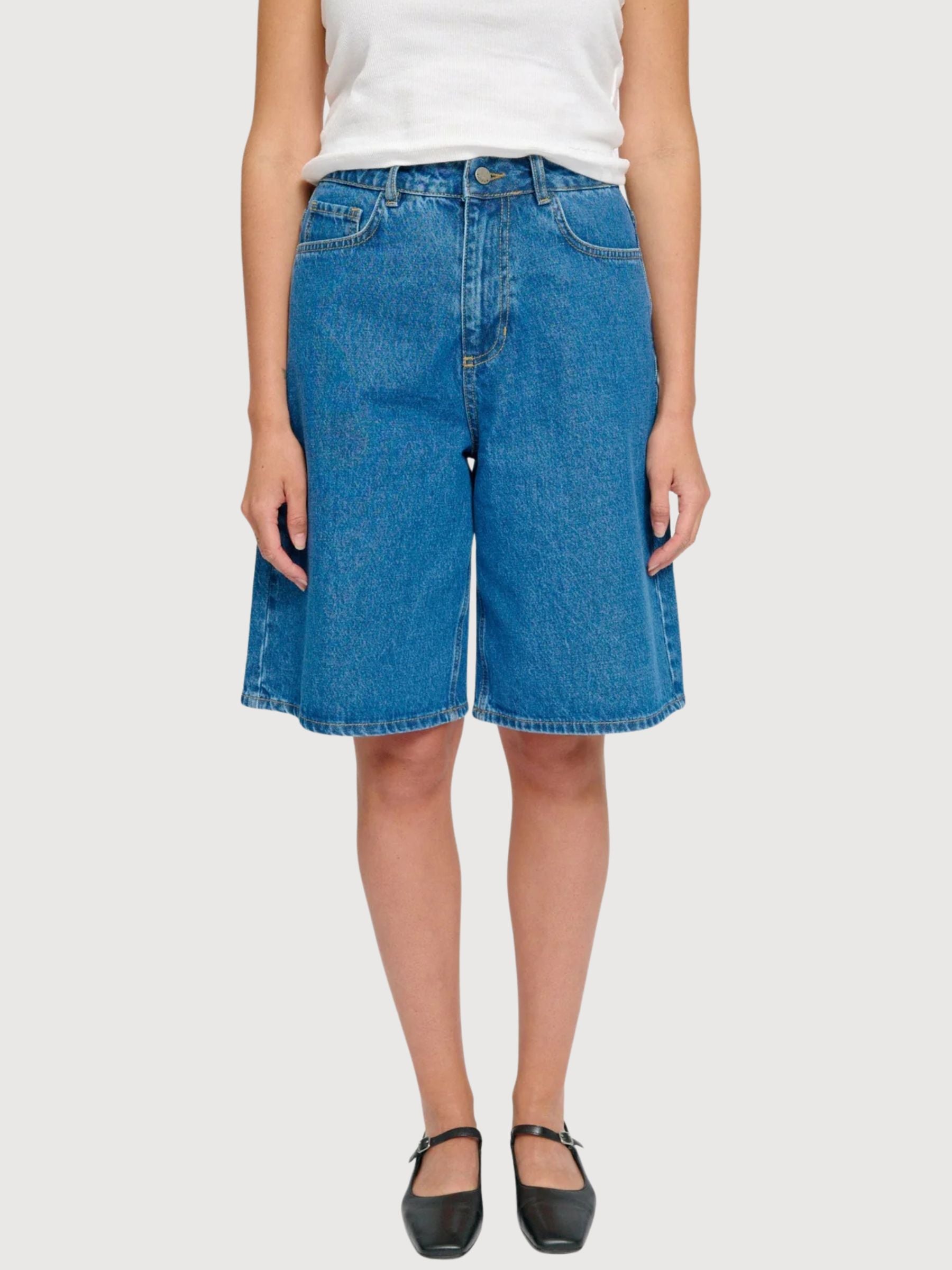 Shorts Bermuda Jeans Donna Lavaggio Blu Medio | Mazine