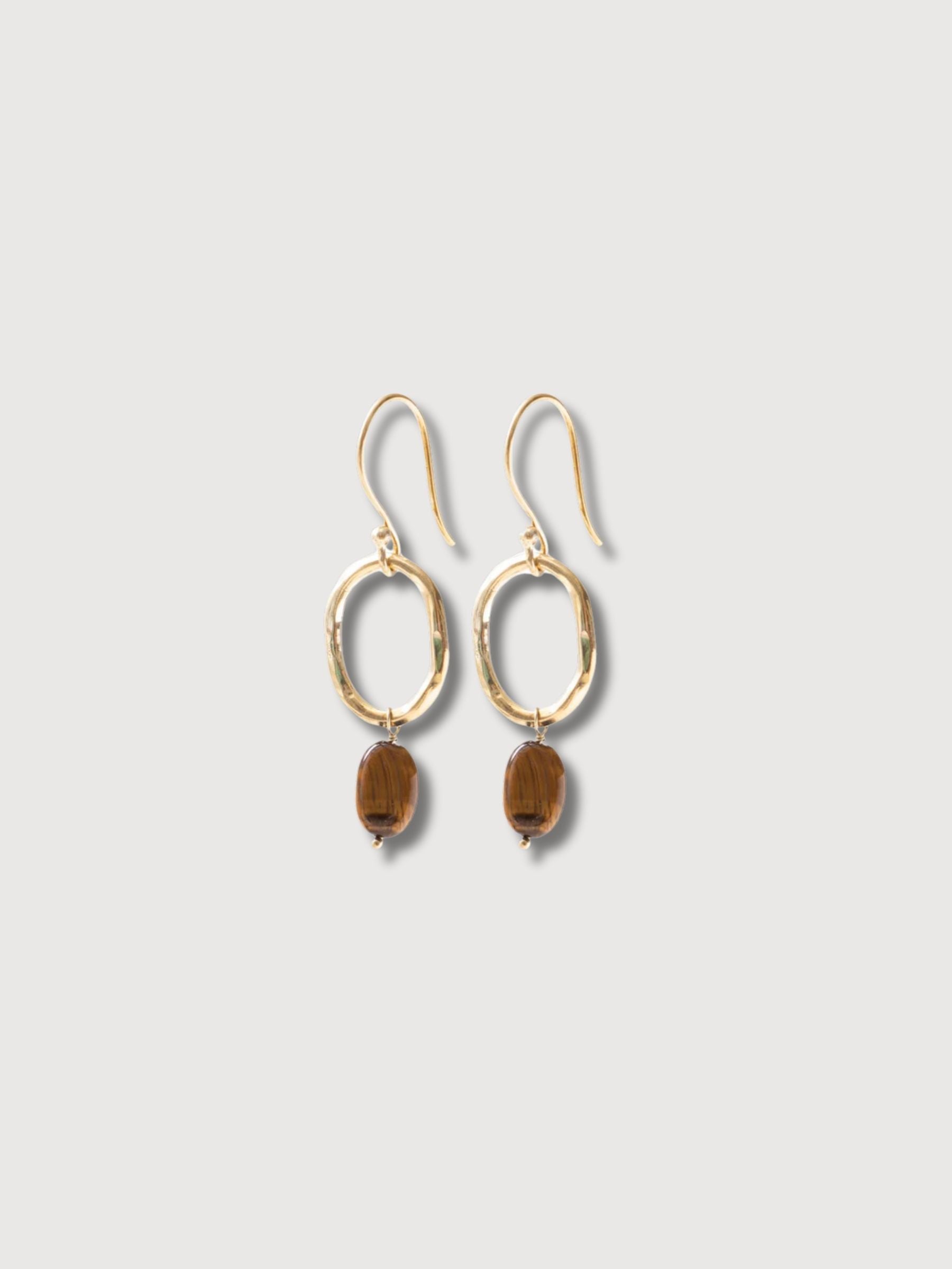 GRACEFUL TIGER EYE GOLD EARRINGS I A Beautiful Sto