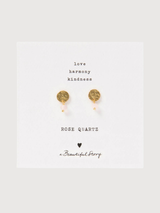 MINI COIN ROSE QUARTZ  EARRINGS Golden | A BEAUTIFUL STORY