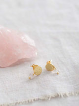 MINI COIN ROSE QUARTZ  EARRINGS Golden | A BEAUTIFUL STORY