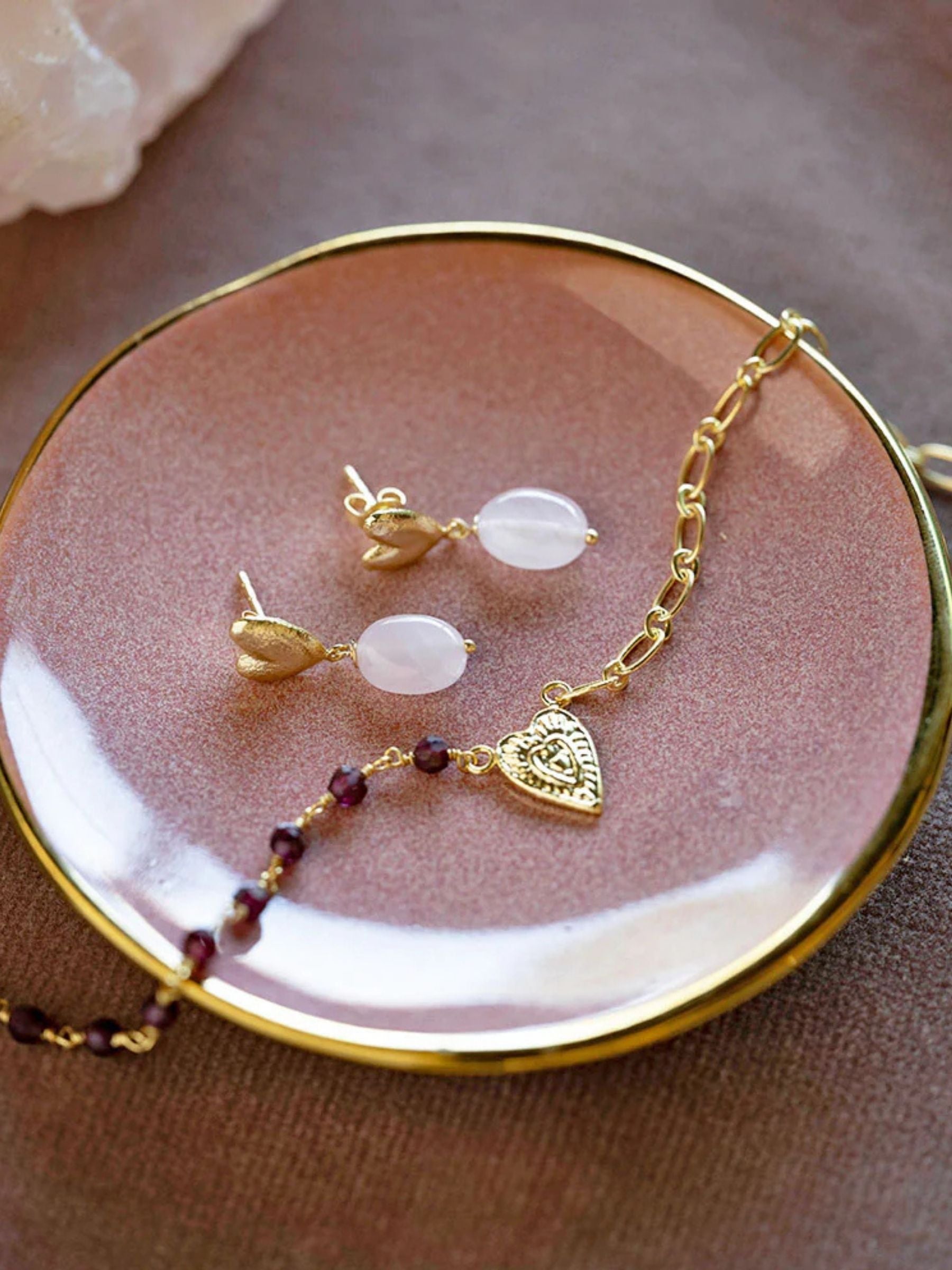 Heavenly Rose Quartz Earrings GP