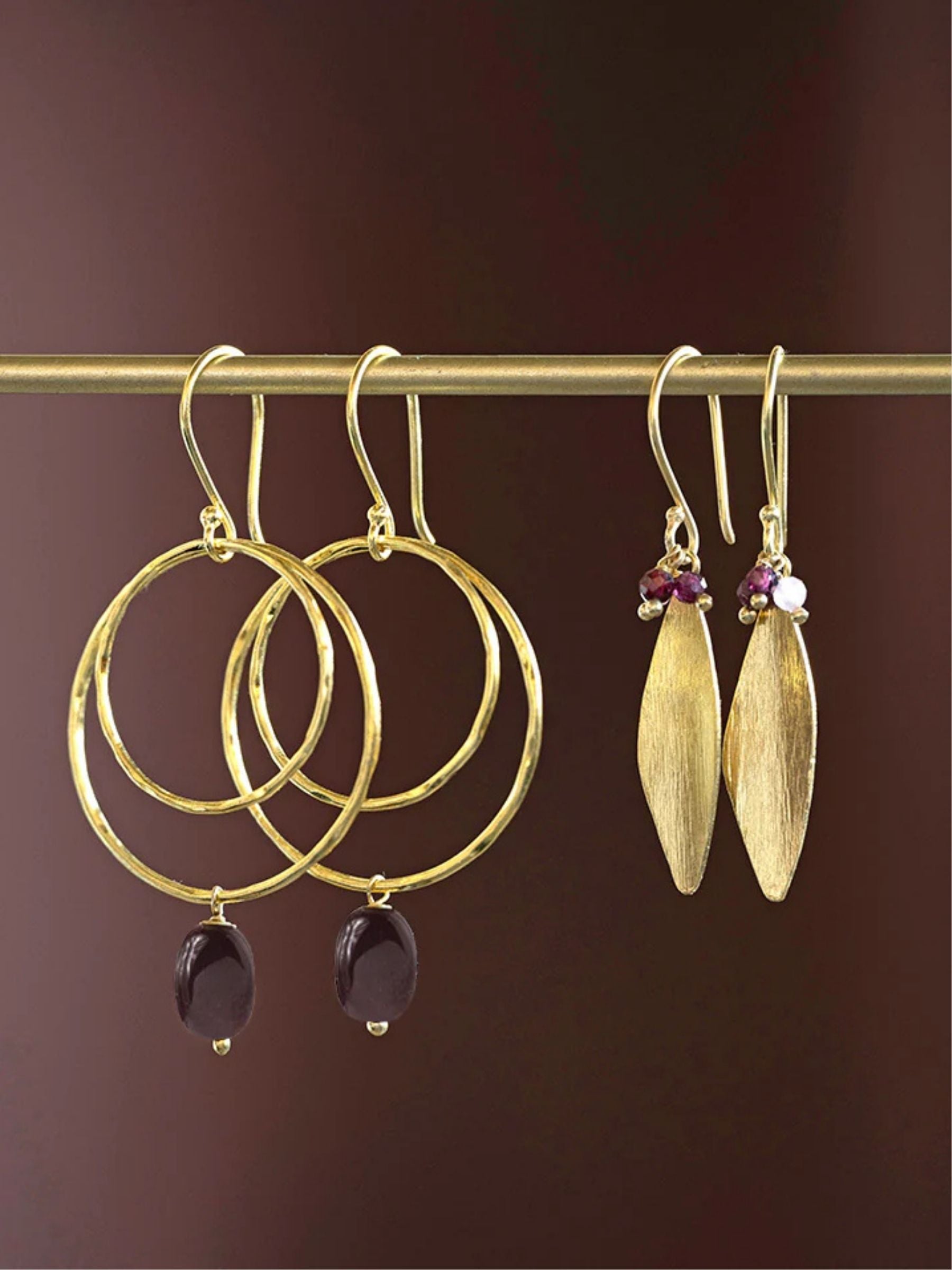 Longful Granat-Rosenquarz-Ohrringe GP | A Beautiful Story