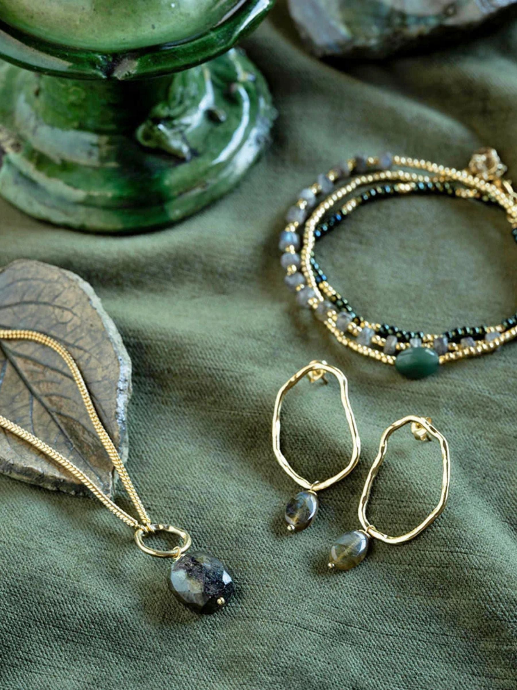 Bravery Earrings Labradorite Gold | A Beautiful Story