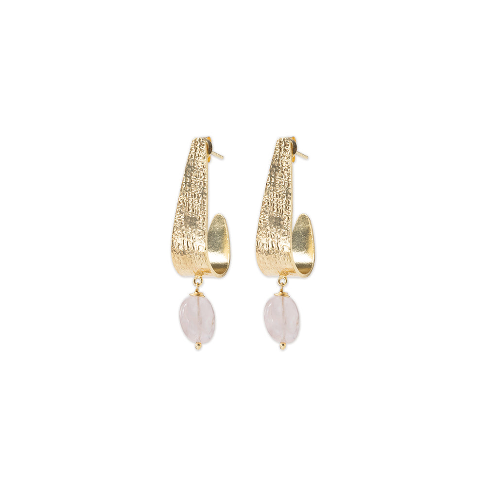 Orecchini in quarzo rosa con placcatura in oro | A BEAUTIFUL STORY
