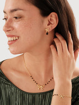 Earring Ribbon Black Onyx Gold | A Beautiful Story