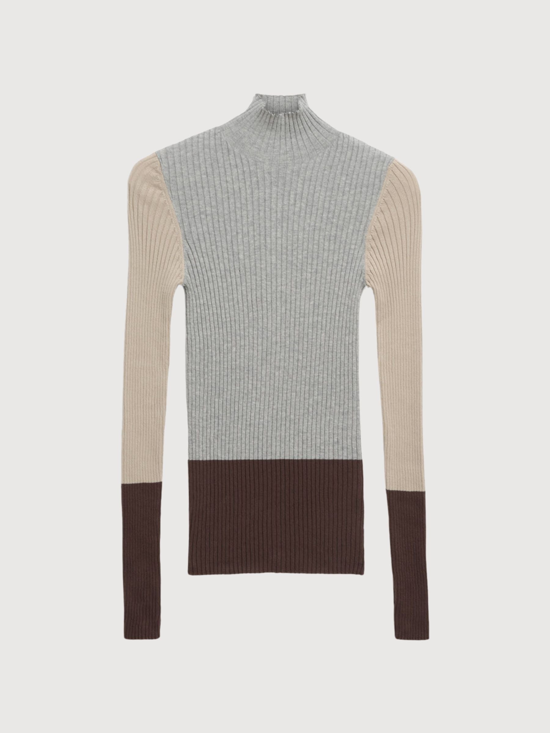 Alaania Patch Knit Sweater Silver Melange Sanstone | ARMEDANGELS