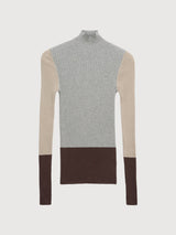 Alaania Patch Knit Sweater Silver Melange Sanstone | ARMEDANGELS